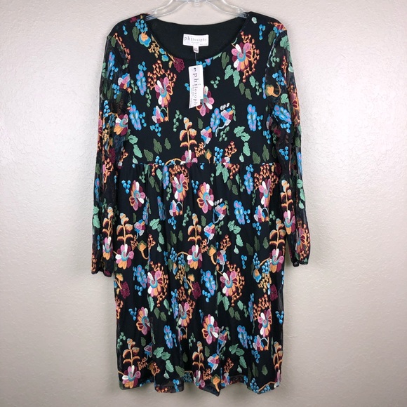 Philosophy Dresses & Skirts - Philosophy P XL Embroidered Floral Black Dress